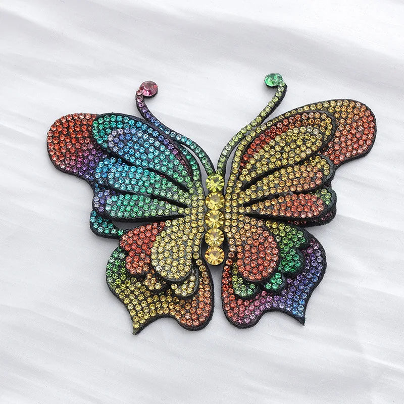 Colored Rhinestone Butterfly Applique for DIY Crafts