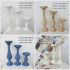 Set of 3 Wooden Candlestick Holders - Antique Style Decor