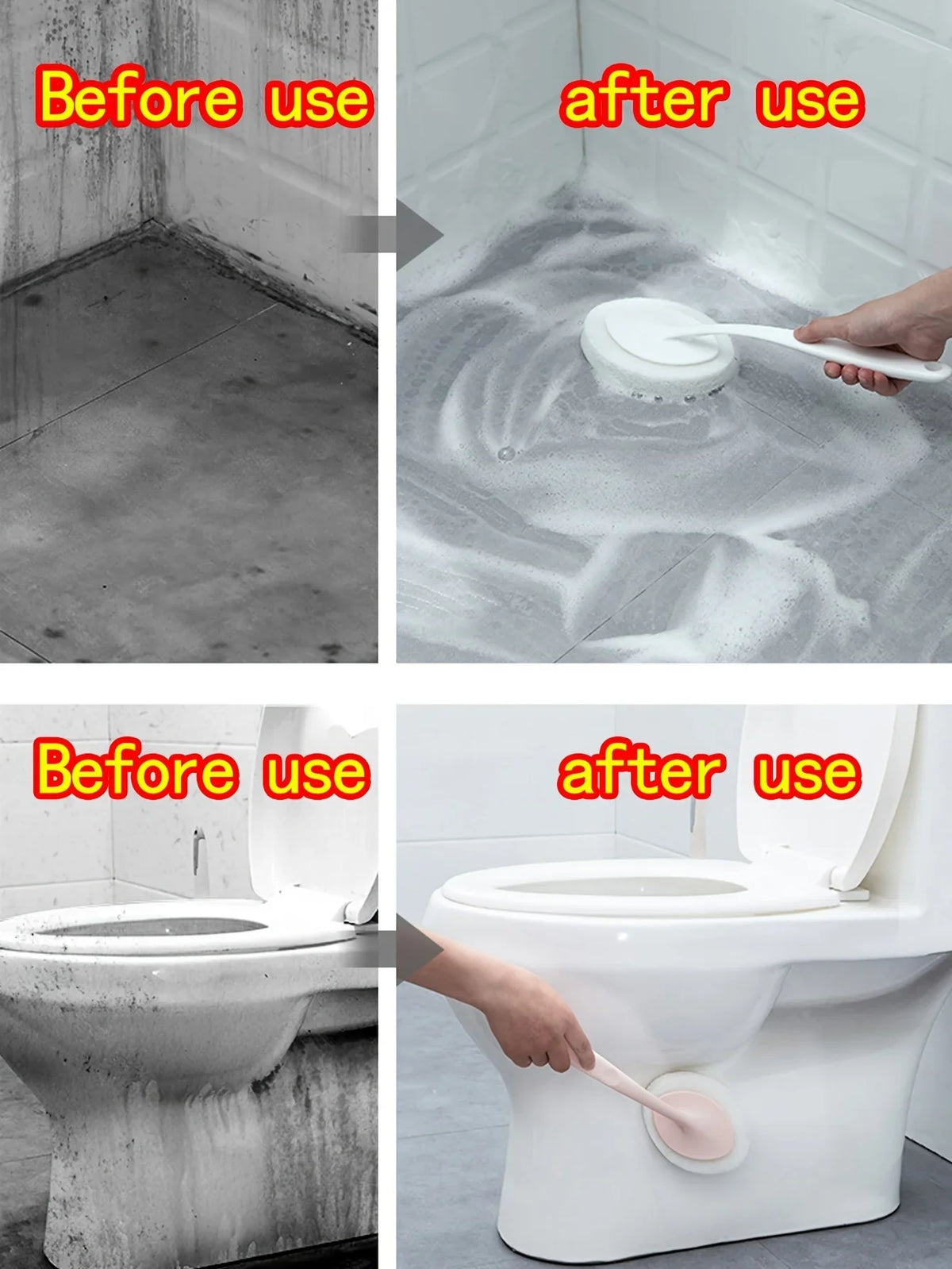 Long-Handle Sponge Cleaning Brush for Bathroom and Tile