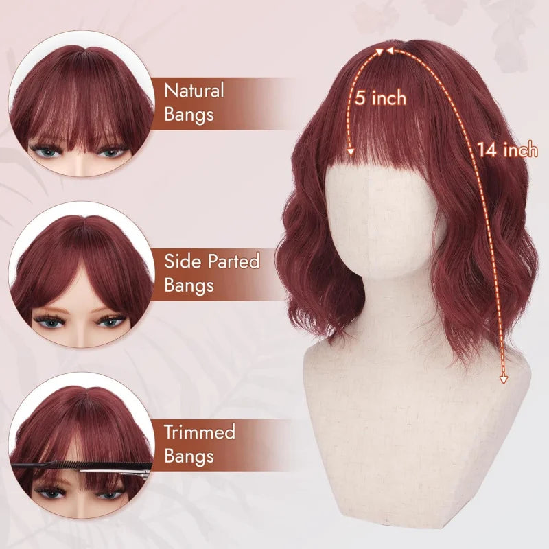 Short Wavy Bob Wig with Bangs