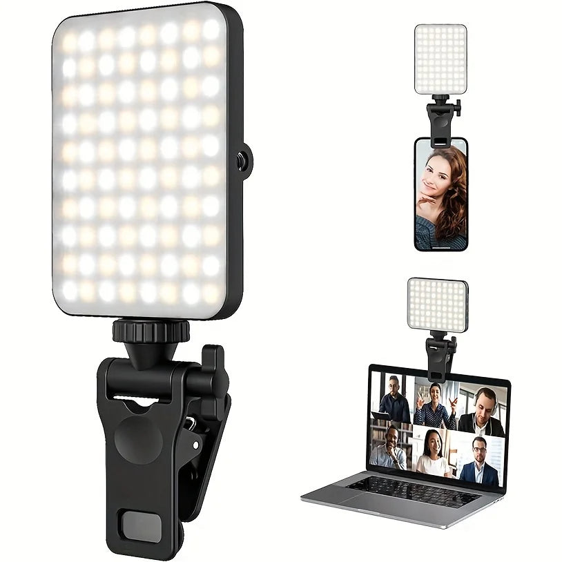 Rechargeable Magnetic LED Selfie Light with Clip