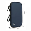 Dunkelblaue wasserdichte RFID-blockierende Reisepass- und ID-Wallet mit schwarzem Riemen.