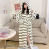 Women's Leopard Print Hooded Flannel Bathrobe