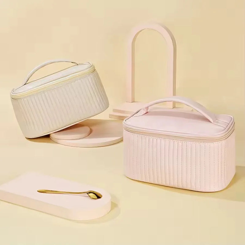 Portable Solid Color Makeup Organizer Bag