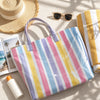 Striped PVC Waterproof Tote Bag for Everyday Use