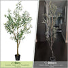 Lifelike Artificial Olive Tree in Black Pot with Natural Wood Trunk