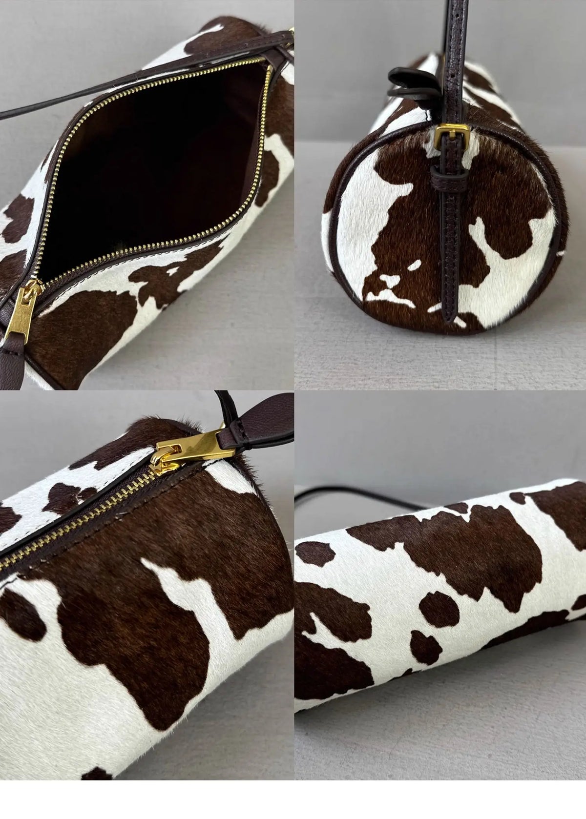 Vintage Y2K Vegetable-Tanned Leather Cylinder Bag
