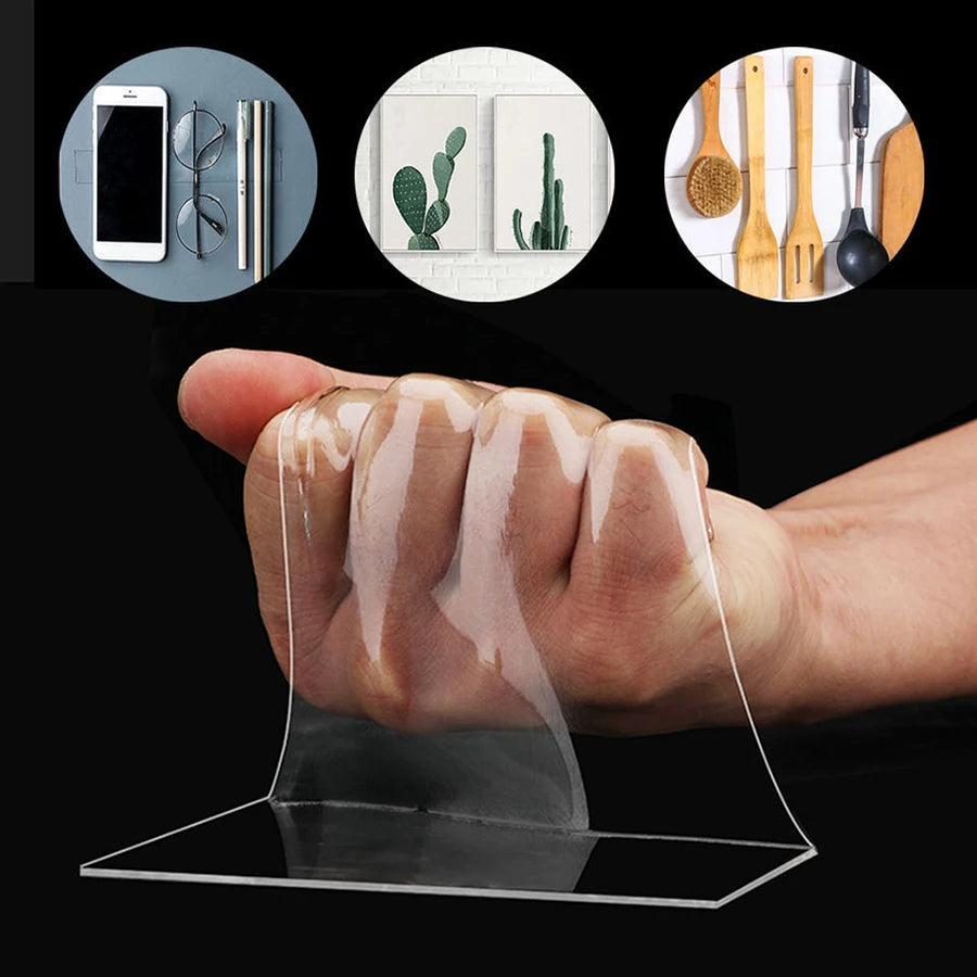 Transparent Nano Double-Sided Tape - Reusable, Waterproof, No-Residue Adhesive