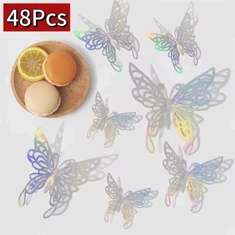 3D Rose Gold Butterfly Wall Decals for Home Decor