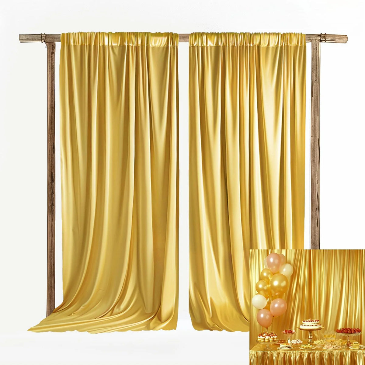 Shimmering Satin Backdrop Curtain Panels