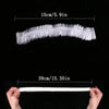 A transparent plastic shower cap is shown, measuring 15cm or 5.9 inches.