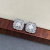 Square Moissanite Stud Earrings in Rhodium-Plated Silver