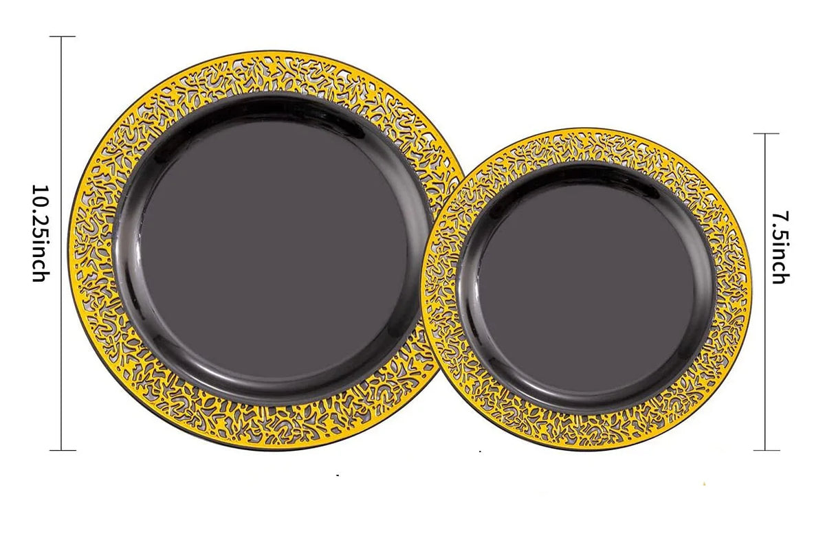 Elegant White Disposable Dinner Plates with Silver Lace Design