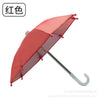 A red mini motorcycle phone umbrella with a silver handle and UV protection features.