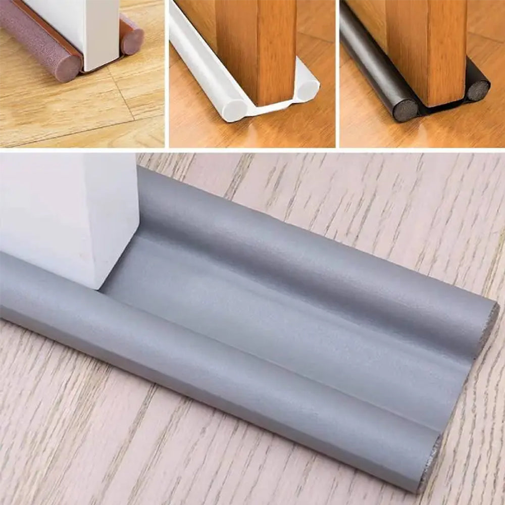 Gros plan d'un joint de porte métallique utilisé comme coupe-froid pour portes.