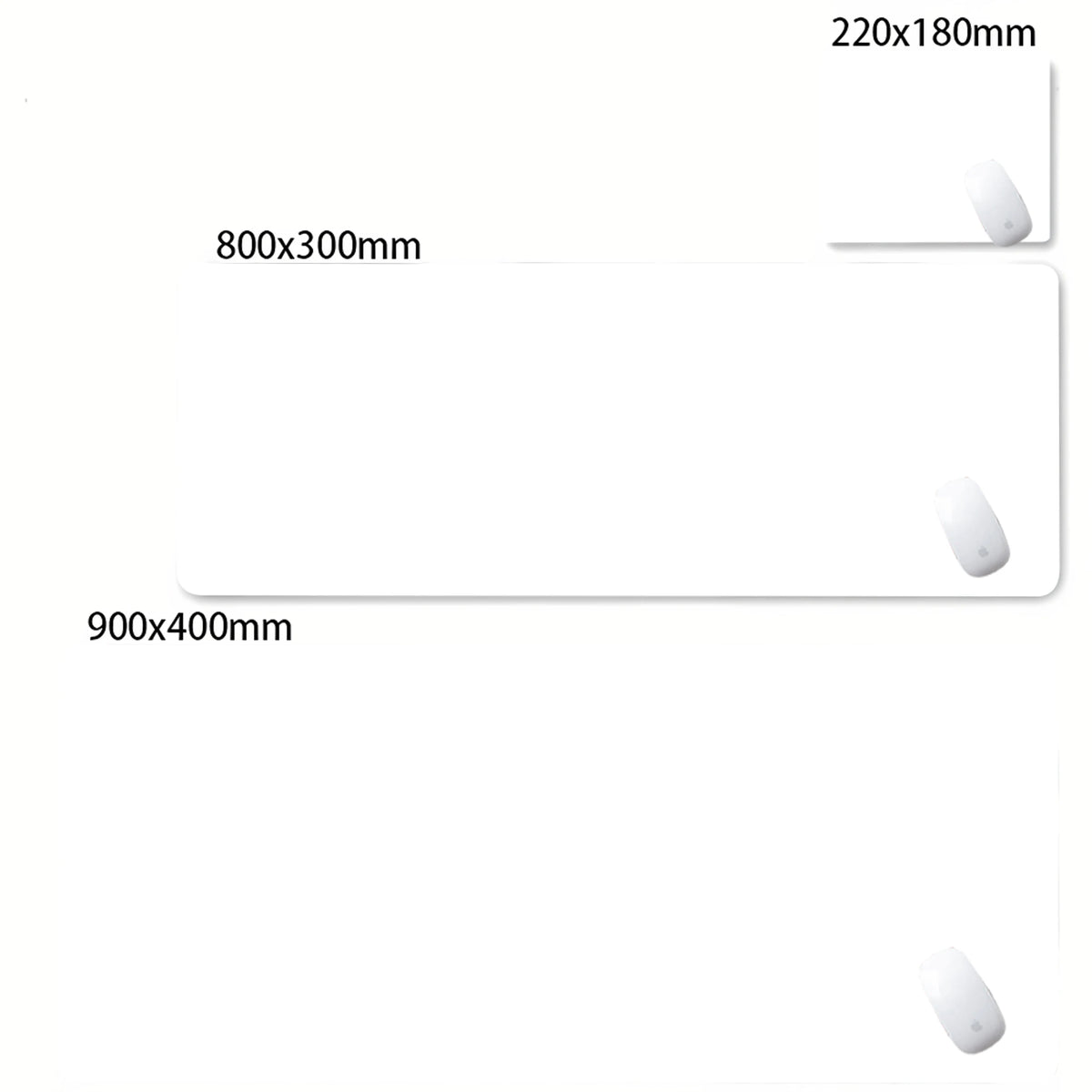 A set of oversized non-slip desk mats in various sizes, including 220x180mm, 800x300mm, and 900x400mm.