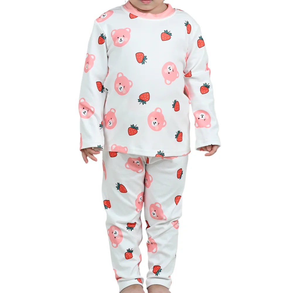 Kids' Cartoon Print Cotton Pajama Set – Long Sleeve Two-Piece Sleepwear