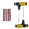 A yellow and black universal emergency tubeless tire repair kit with a long needle tool.
