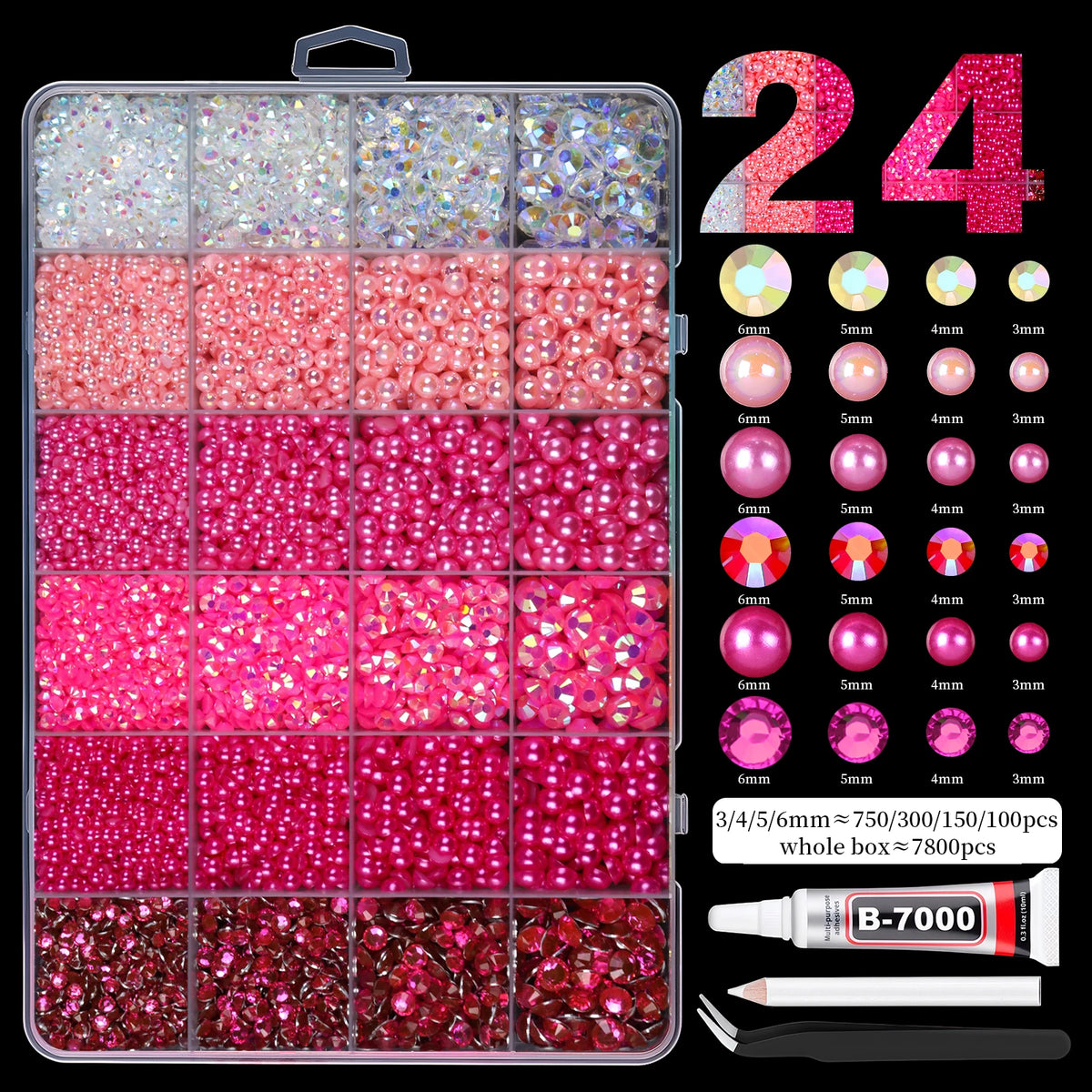 Mixed Color Resin Rhinestone Set with AB Finish – 24/28 Grid Flatback Drills for Crafting & Decoration
