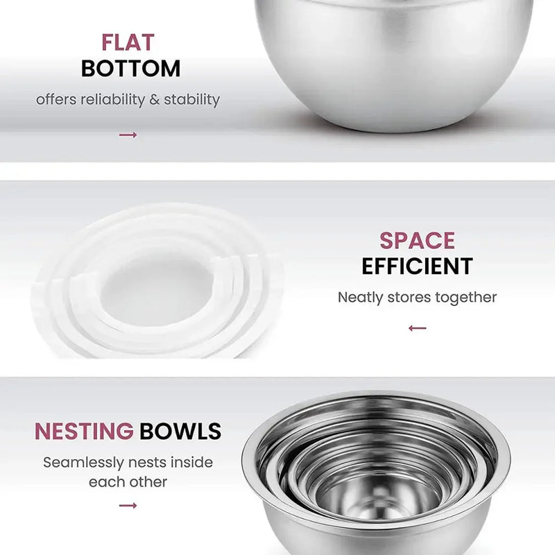 Juego de Bowls de Acero Inoxidable con Tapas Herméticas