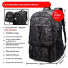 Black camouflage upgrade plus backpack with front pocket, USB port, and shoe function.