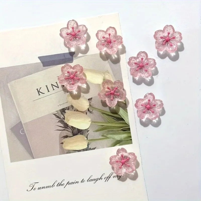 Pink Cherry Blossom Fridge Magnets (Set of 10)