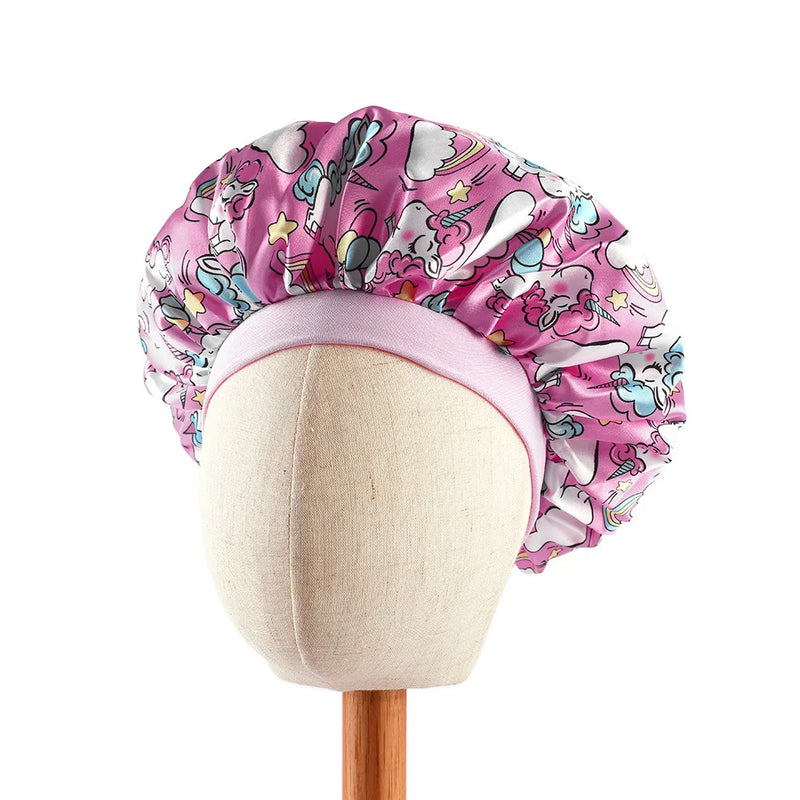 Butterfly Print Satin Sleep Cap for Kids