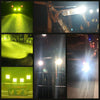 A collage showing various bright LED spot lights illuminating a vehicle and an off-road environment.