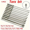 11-Piece Precision Torx Bit Set - S2 Alloy Steel, T6-T40, Long Reach