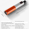 A white and orange LED flashlight with a telescopic zoom feature shown against a measurement scale.