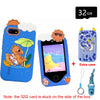 A blue smartphone toy with a clear case and an extra case, showing a 32GB memory card box.
