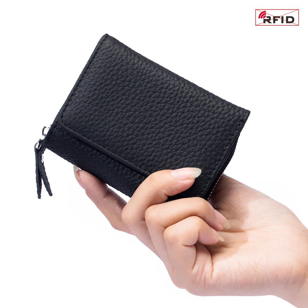 Genuine Leather Mini RFID Wallet for Women