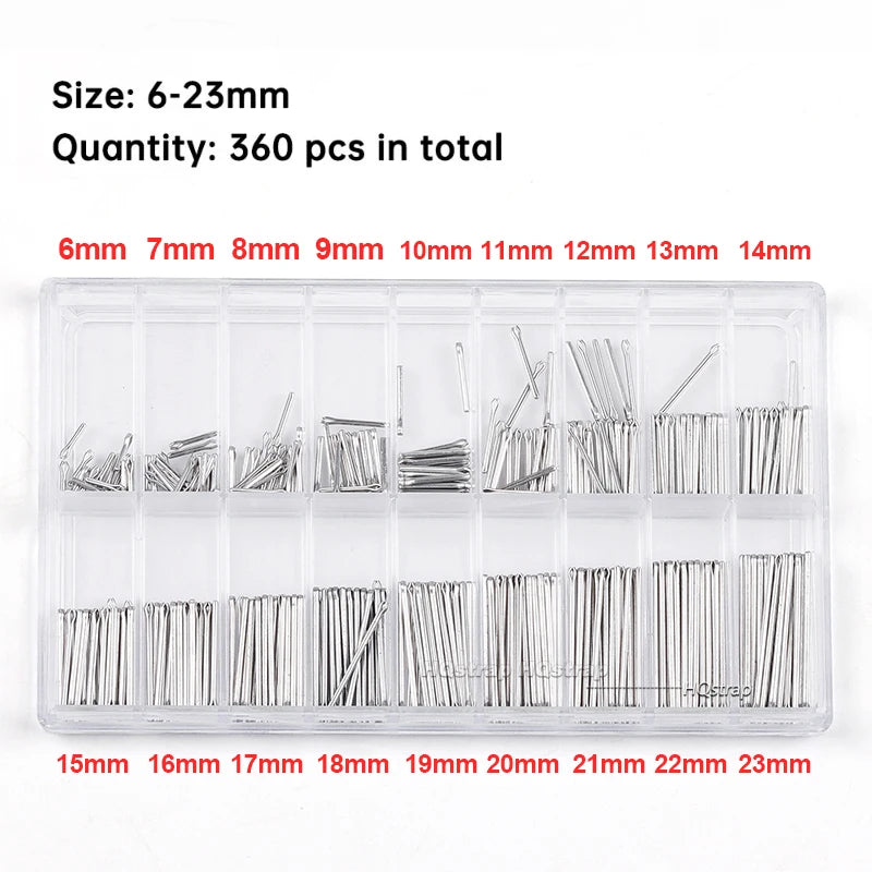 Stainless Steel Watch Band Pins Assortment Kit (360 Pieces)