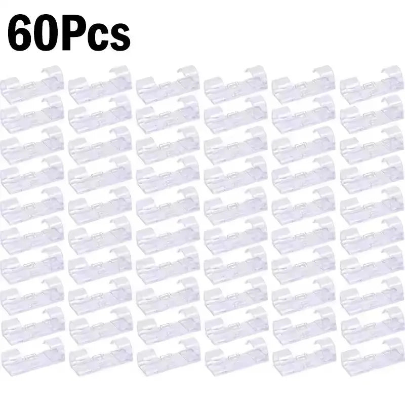 60 pieces of clear self-adhesive cable clips for wire management