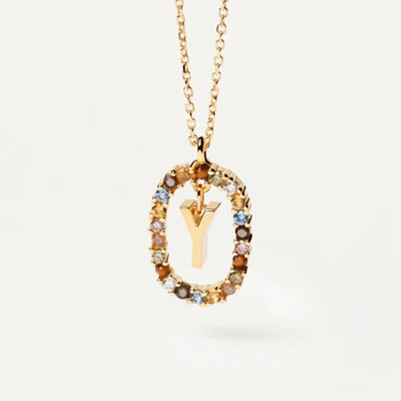 925 Sterling Silver Initial Letter Pendant Necklace