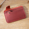 Vintage Leather Slim Card Holder with Snap Closure