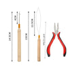 Complete hair extension installation kit featuring a needle tool and silicone-lined micro rings.