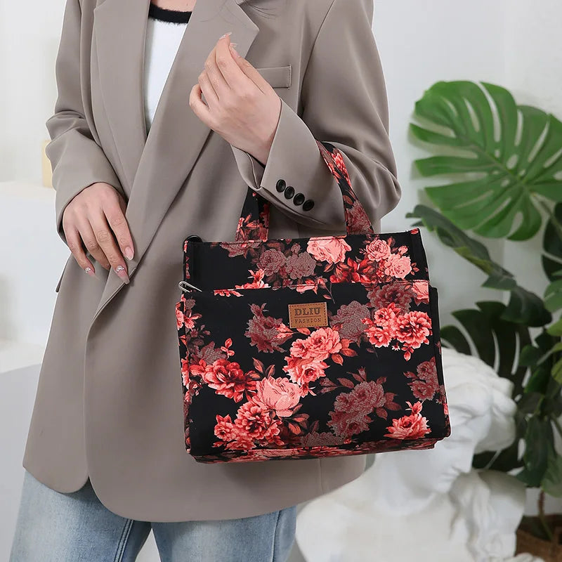 Large Capacity Canvas Tote Bag with Zipper Closure