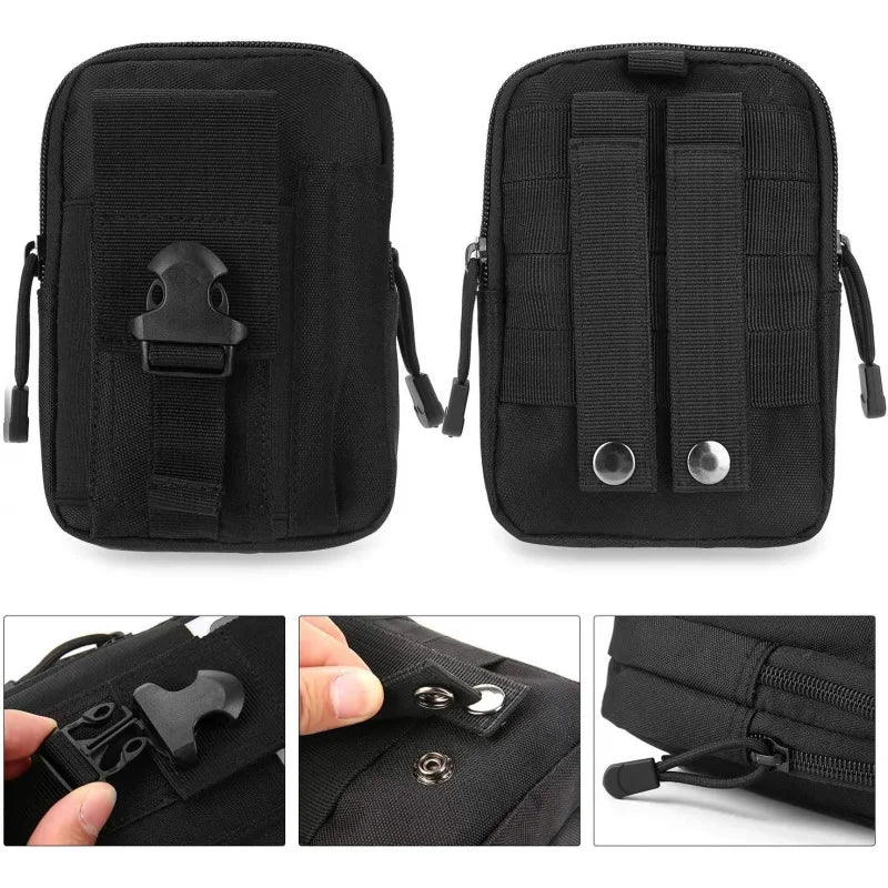 Heavy-Duty Tactical Utility Pouch with MOLLE Straps & Carabiner