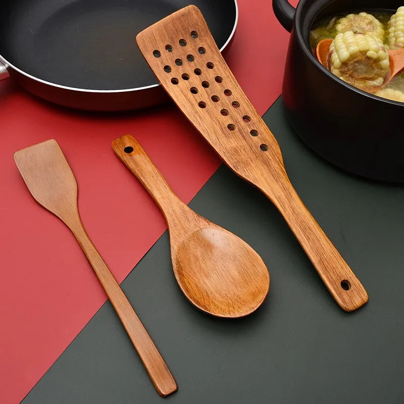 Natural Wood Kitchen Utensil Set