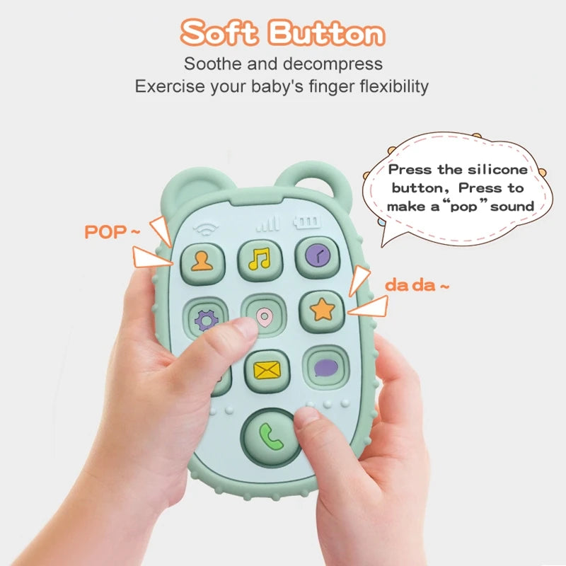 Baby Teething Gloves with Cartoon Bear Design