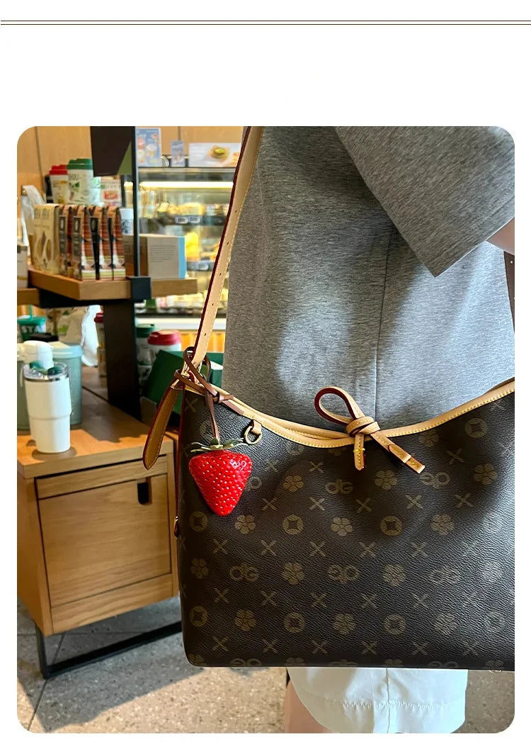 3D Strawberry Bag Charm Keychain