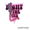 Pink embroidered patch with black lightning bolt design and text FIGHT FOR THE CURE