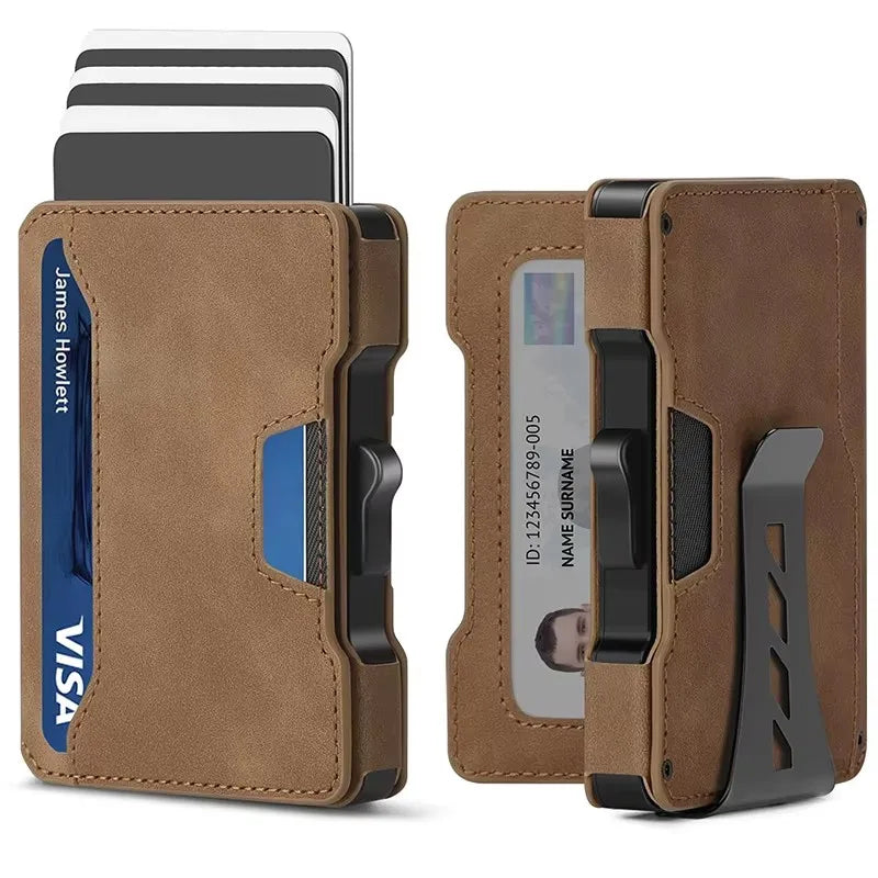 Slim RFID-Blocking Pop-Up Card Wallet with Money Clip