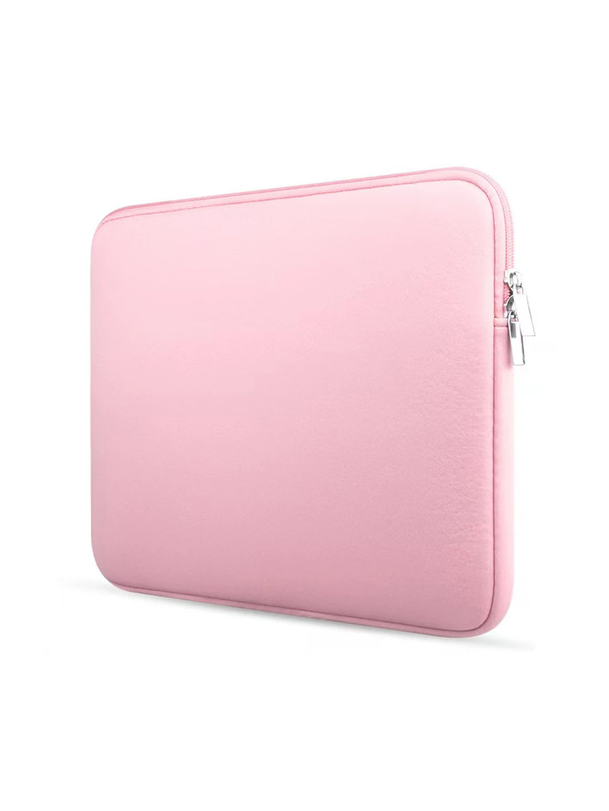 A pink universal laptop sleeve with a zipper closure.