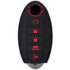 Black silicone key fob cover with indicators for lock, unlock, hold, and speaker functions.