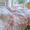 Seersucker Duvet Cover Set with Lace Trim