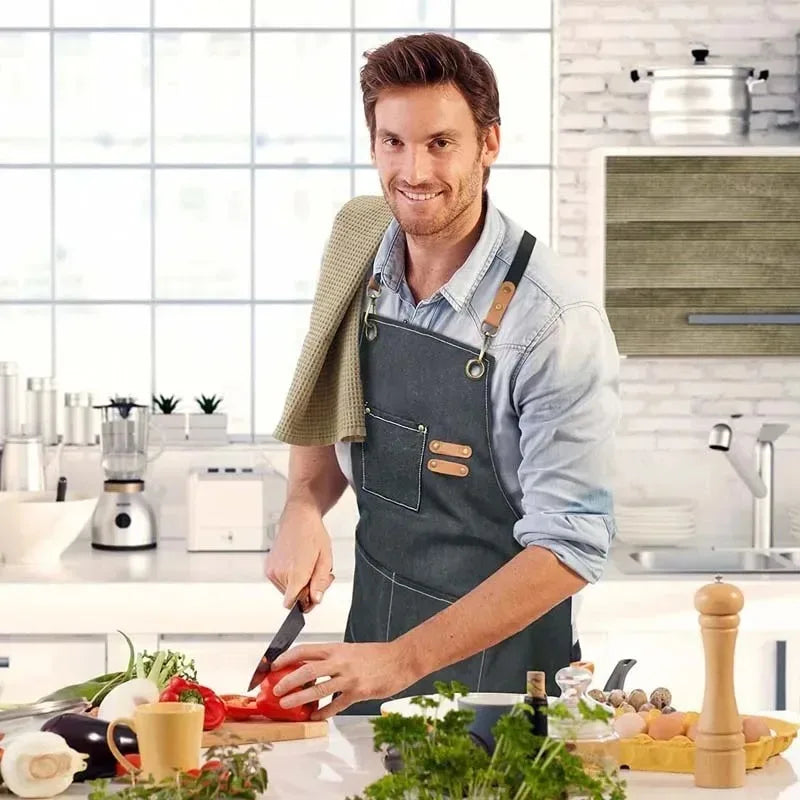 Durable Canvas Kitchen Apron with Pockets