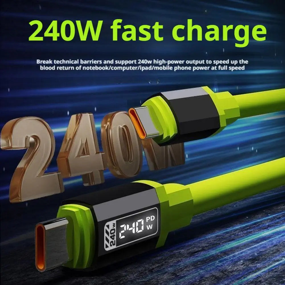 240W High-Speed USB-C Fast Charging Cable with Silicone Body