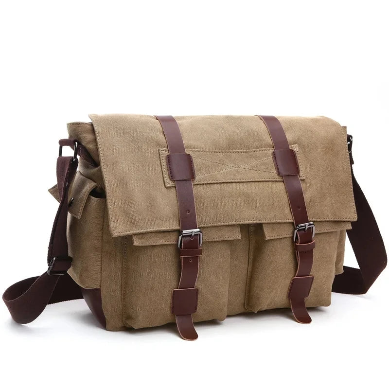 Vintage Canvas Messenger Bag for Men – Retro Crossbody Shoulder Bag